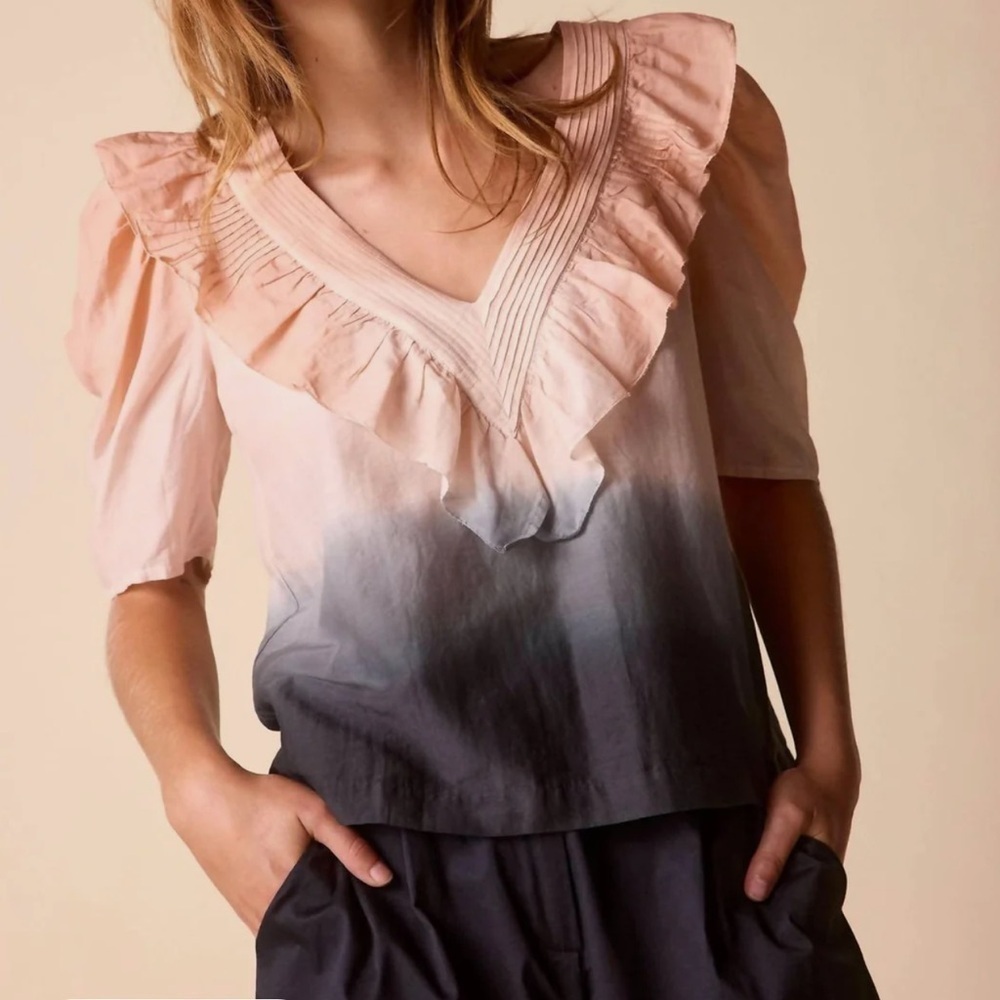 St Roche Sabine Top in Praline, WIld Rose & Black Cotton Silk Blend Size 4 NWT!